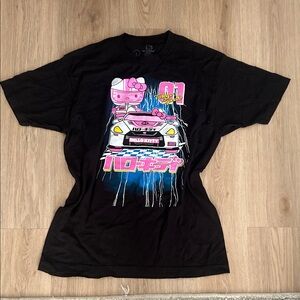 Hello Kitty Black Tee with Pink and Blue Graphic